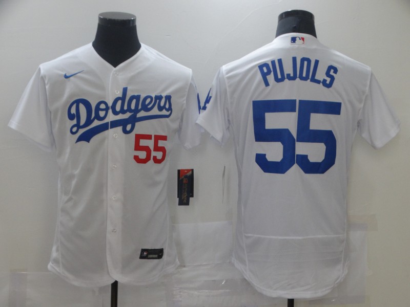Men Los Angeles Dodgers 55 Pujols White Elite 2021 Nike MLB Jersey